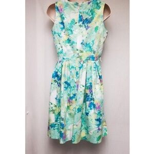 Calvin Klein Green Floral A-Line Dress Size 4